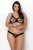 Passion Celine Bikini - Комплект из экокожи: открытый бра с лентами, стринги со шнуровкой, 4XL/5X (чёрный) - sex-shop.ua