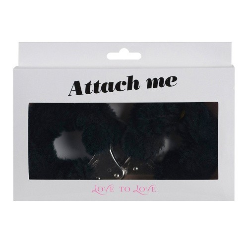 Love To Love ATTACH ME Black - наручники с плюшевой отделкой (чёрный) - sex-shop.ua