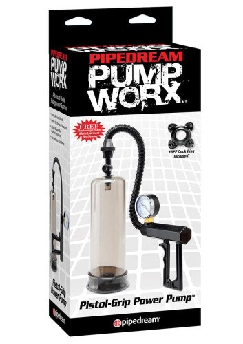 Pipedream Pistol Grip Power - Вакуумная помпа с манометром, 20.5x8 см