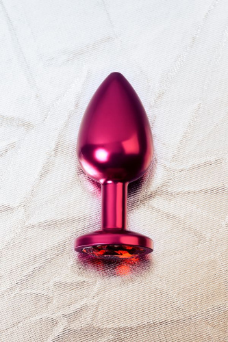 Metal By Toyfa красная металлическая анальная пробка рубиновым кристаллом, 8.2х3.4 см - sex-shop.ua