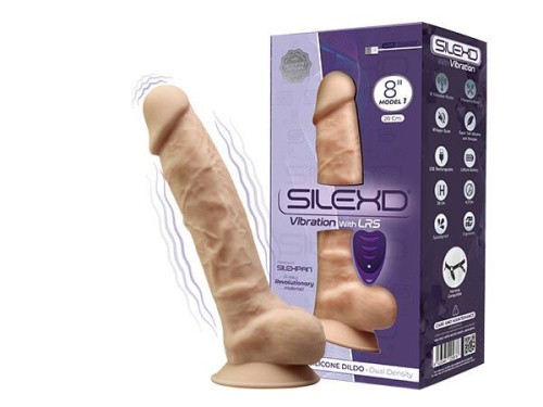 SilexD Vetus Vibro Flesh Model 1 size 8in + LRS - Фаллоимитатор с вибрацией и дистанционным управлением, 20х4.2 см (телесный) - sex-shop.ua