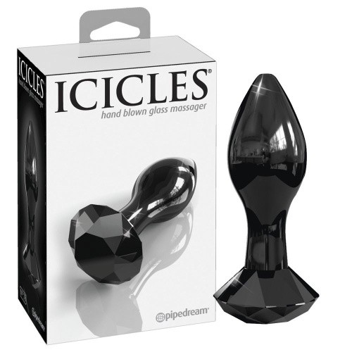 Pipedream Icicles N 78 - стеклянная анальная пробка, 7,3х3 см (черный)