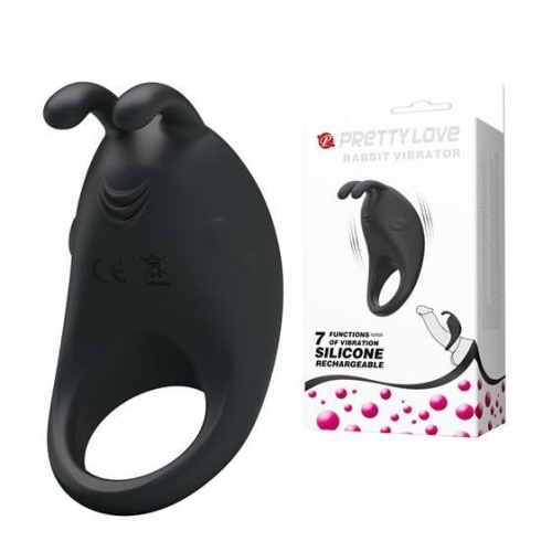 Pretty Love Rabbit vibrator ring Black - Эрекционное виброкольцо, 7,5х4 см (черный)