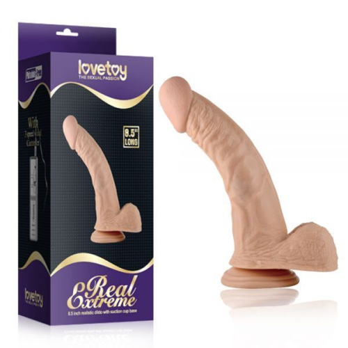 LoveToy Real Extreme Dildo - Реалистичный фаллос на присоске, 18х4 см (телесный)