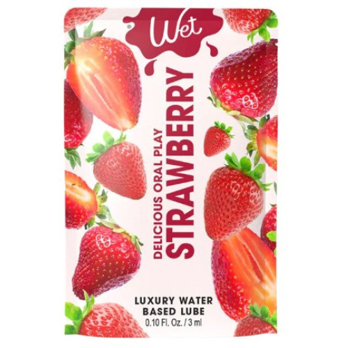 Оральная смазка со вкусом клубники Wet Strawberry, 3 мл - sex-shop.ua