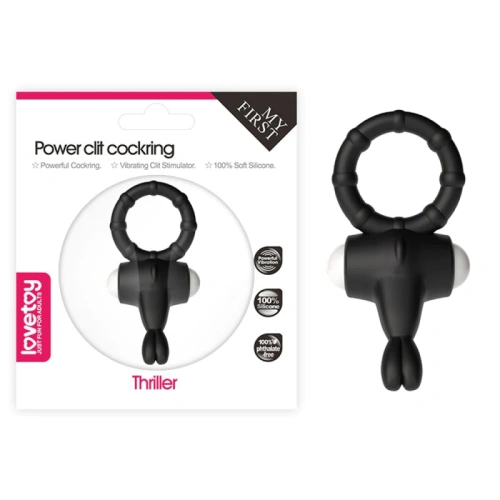LoveToy Power Clit Cockring - эрекционное кольцо с вибрацией, 2.3 см (чёрный)