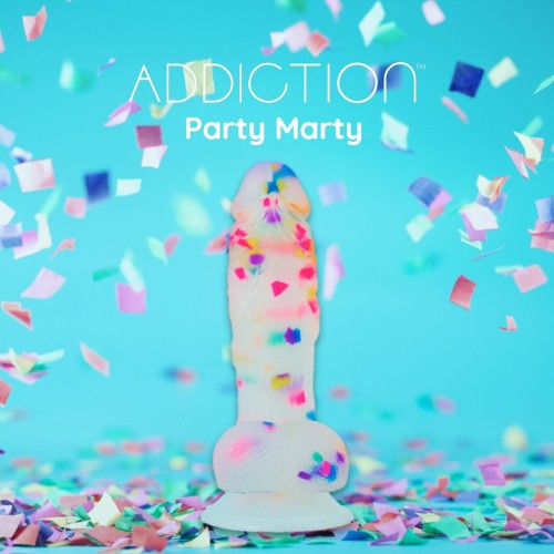 Addiction - Party Marty - 7.5" - Frost & Confetti - фаллоимитатор с конфетти, 19х3.8 см (белый) - sex-shop.ua