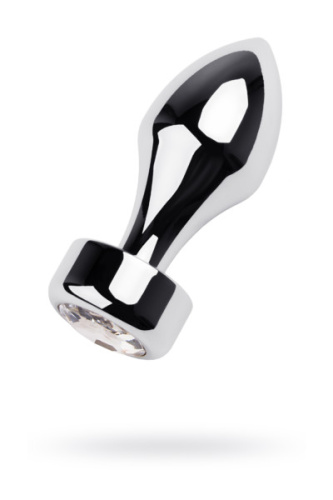 Silver anal plug TOYFA Metal - срібляста анальна пробка із кристалом, 8.2х3.8 см (прозорий) - купити в Україні | Секс шоп SEX-SHOP.ua