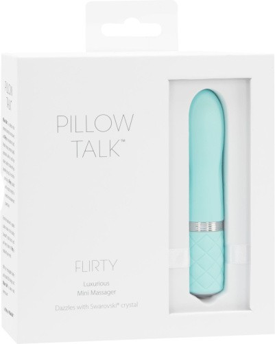 Pillow Talk Flirty Teal - Роскошный вибратор с кристаллом Сваровски, 7х2.2 см - sex-shop.ua