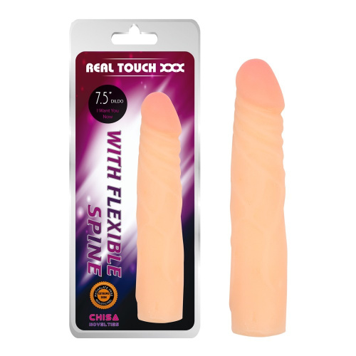Chisa Real Touch XXX Dildo With Flexible Spine 7.5" - Фаллоимитатор, 17 см (телесный) - sex-shop.ua