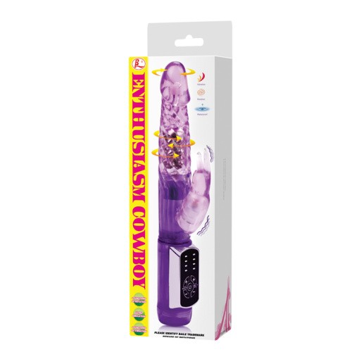 LyBaile Enthusiasm Cowboy Vibrator Purple - Вибратор со стимулятором клитора в форме кролика , 21.5х3 см (фиолетовый)