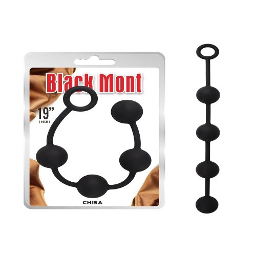 Black Mont P Storm Beads L - силиконовые анальные шарики, 49х4.9 см (черный) - sex-shop.ua