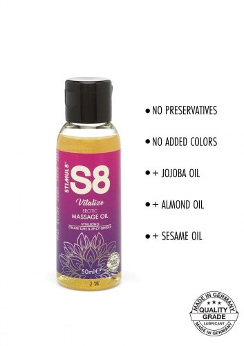 S8 Massage Oil массажное масло возбуждающее с ароматом оманский лайм и имбирь (50 мл) - sex-shop.ua