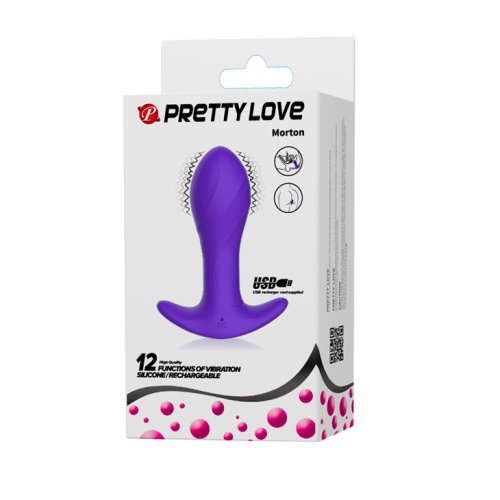 LyBaile Pretty Love Morton Plug Blue - Анальная пробка с вибрацией, 10,4х3,4 см (синий)