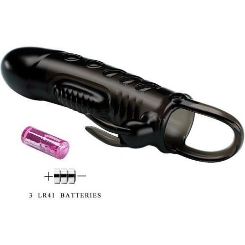 LyBaile Pretty Love Sloane Vibro Penis Sleeve - Насадка на член +2.5 см (чорна) - купити в Україні | Секс шоп SEX-SHOP.ua