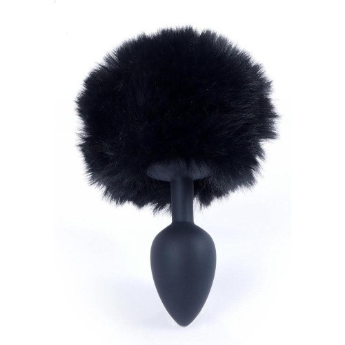 Boss Jewellery Silicon PLUG Bunny Tail Black - Анальная пробка с хвостом, 6,5х2,7 см (черный) - sex-shop.ua