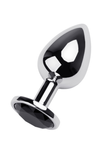 Toyfa Metal - срібляста анальна пробка з каменем, 8х4 см (чорний) - купити в Україні | Секс шоп SEX-SHOP.ua