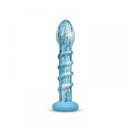 Gildo - Ocean Wave Glass Dildo - Скляний фалоімітатор, 17,6х3.8 см (блакитний)