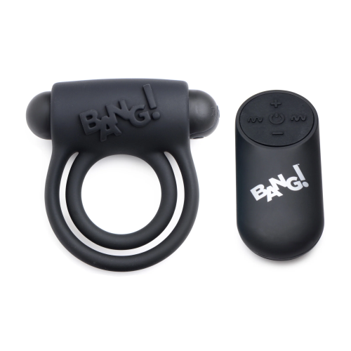 BANG! Remote Control Vibrating Cock Ring & Bullet - Перезаряжаемое эррекционное кольцо, 7,6 см (черный) - sex-shop.ua