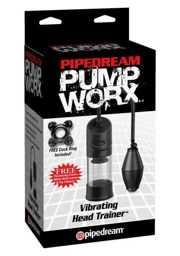 Pipedream Pump Worx Vibr Head Trainer - Мини помпа для члена с вибрацией, 11х7 см