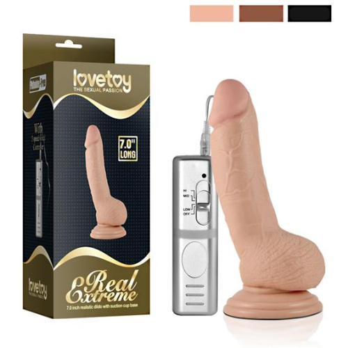 LoveToy - 7" Real Extreme Dildo Vibrating Flesh - Вибратор реалистичный, 17.7х4 см - sex-shop.ua