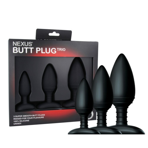 Nexus Butt Plug Trio - набор анальных пробок разного размера, 3 шт (чёрный)