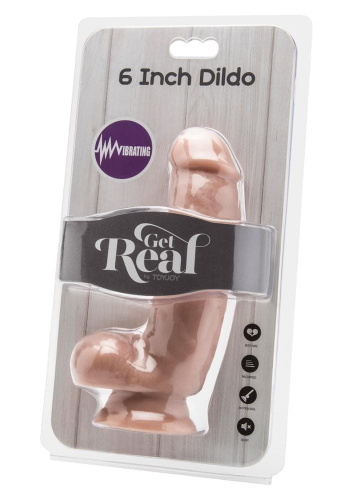Get Real Cock 6 Inch W/Balls Flesh - Реалістичний вібратор, 15х4 см (тілесний)