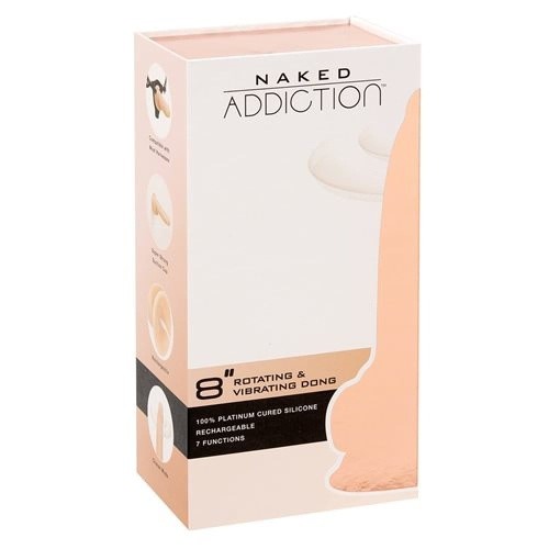 Addiction - Naked - 8" Rotating & Vibrating Dildo with Remote – Vanilla - Фаллоимитатор с вибрацией и ротацией, 21.5х4.2 см - sex-shop.ua