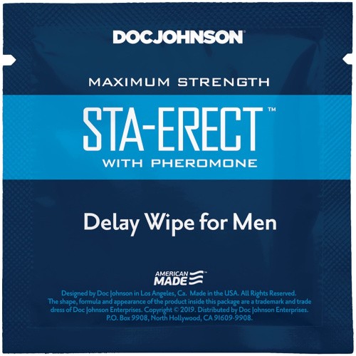 Doc Johnson Sta-Erect Delay Wipe For Men - Пролонгирующая салфетка с феромонами (1 шт) - sex-shop.ua