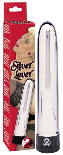 Silver Lover - Классический вибратор, 19 см (серебристый) - sex-shop.ua