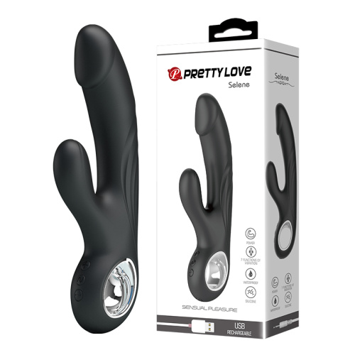 Pretty Love Selene Vibrator - Вібратор із реалістичною головкою та кліторальним стимулятором, 19х3.3 см (чорний) - купити в Україні | Секс шоп SEX-SHOP.ua