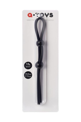 Toyfa Lasso 2 beads, silicone - Эрекционная петля, 19,5 cм (черный)