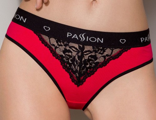 Passion PS001 Panties - Трусики с широкой резинкой и кружевом (красные, размер S)
