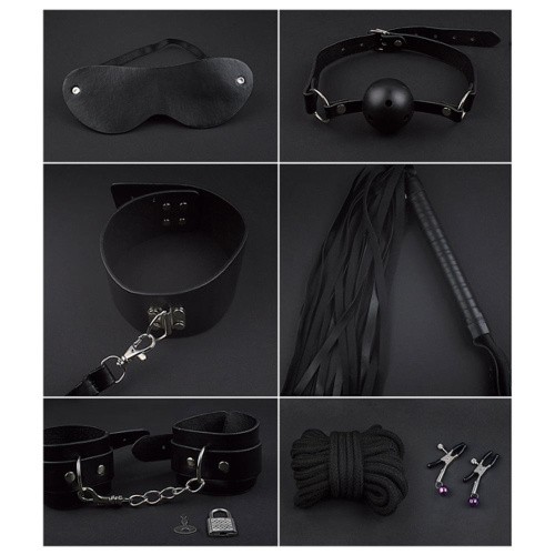 MAI - BDSM Starter kit Nº 75 - Стартовый набор БДСМ аксессуаров из 7 предметов (чёрный) - sex-shop.ua