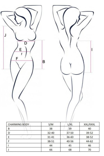 Passion Charming Body - Элегантное боди с кружевом, черное (L/XL)