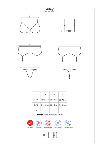 Obsessive Ailay set - эротический комплект, S/M (чёрный)