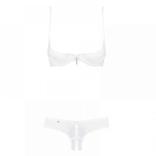 Obsessive Alabastra set - Эротический комплект с открытой грудью, L/XL (белый) - sex-shop.ua