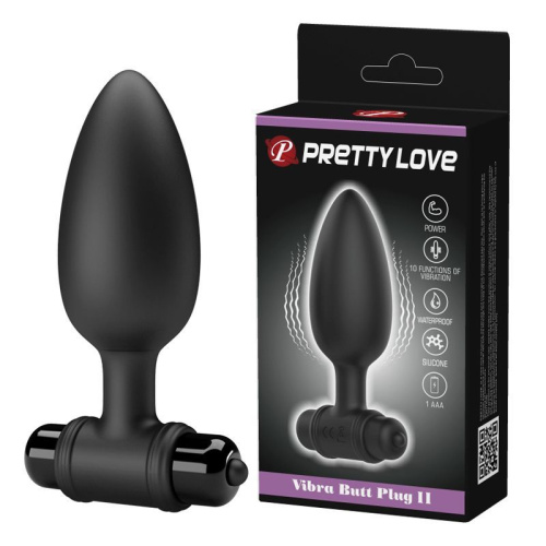 LyBaile Pretty Love Vibro Anal Butt Plug Black - Анальна пробка, 11,8 см (черный) - sex-shop.ua