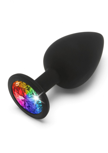 Toy Joy Rainbow Booty Jewel Large - Анальна пробка з райдужним кристалом в основі, 9х4.5 см (L)