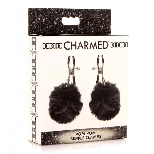 Charmed Pom Pom Nipple Clamps BLACK - Зажимы на соски (черный) - sex-shop.ua