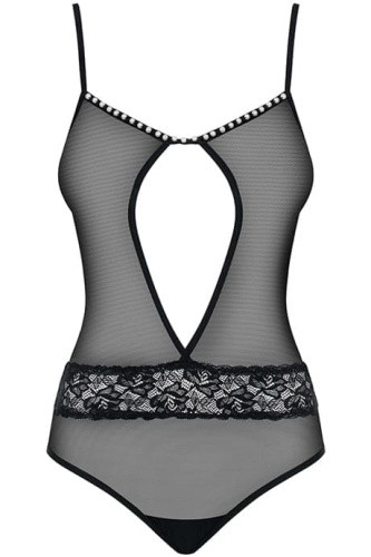 Облегающее прозрачное боди Obsessive 812-TED-1 (Черный, S/M)