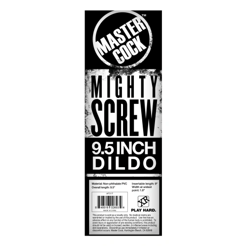 MC Mighty Screw 9.5 inch Dildo - ребристый фаллоимитатор с винтовой конструкцией, 24.13х5.7 см (чёрный) - sex-shop.ua