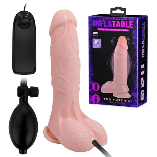 LyBaile Inflatable Vibrator With Pump Flesh - Реалістичний фалоімітатор, 18,8 см