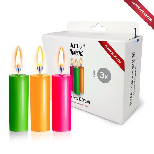Art of Sex Thin - Набір воскових люмінісцентних низькотемпературних свічок (3 шт)