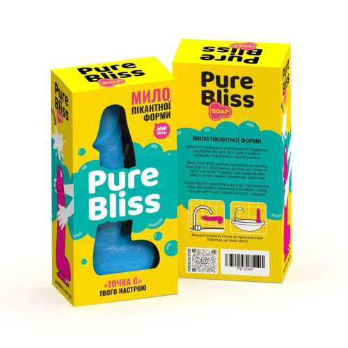 Pure Bliss Mini - Крафтове мило-член із присоскою (блакитний)