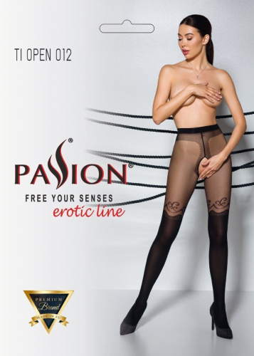 Passion Tiopen 012 - Колготки с открытым доступом, 5 (чёрный) - sex-shop.ua