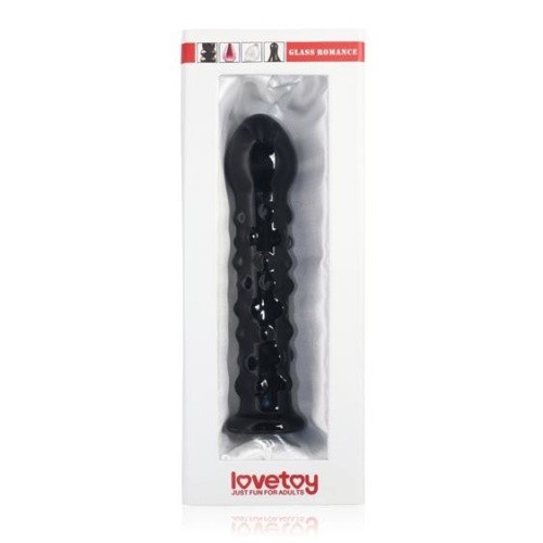 LoveToy 7" Glass Romance Dildo Black - Стеклянный фаллоимитатор, 17х3.3 см (чёрный)