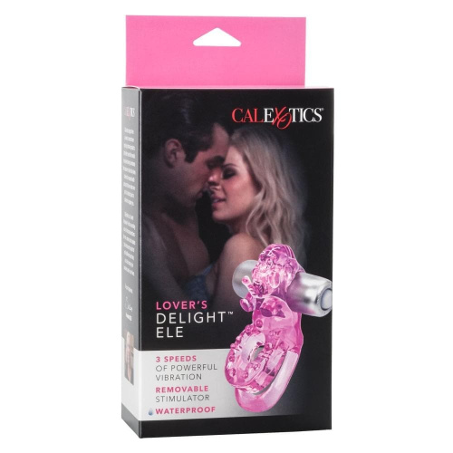 CalExotics Lover's Delight Ele - подвійне віброкільце, 7.5х2.5 см (рожевий) - купити в Україні | Секс шоп SEX-SHOP.ua