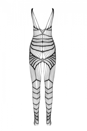 Casmir CA004 - Ажурный бодистокинг со сложным вертикальным плетением, S-L (чёрный) - sex-shop.ua