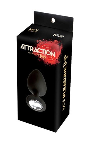 MAI Attraction Toys №49 анальная пробка с кристаллом, 9,5х4 см (чёрный) - sex-shop.ua